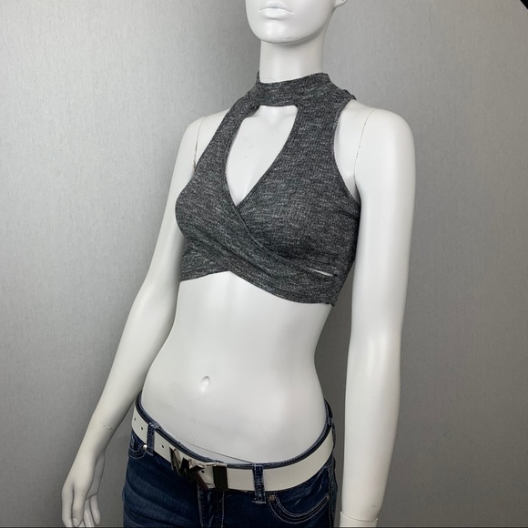 NWT Knit Open Front Crop Busty Racerback Tank Top - Picture 5 of 16